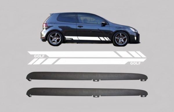 Side Skirts with Side Decals Sticker Vinyl White suitable for VW Golf VI Golf 6 (2008-2014) GTI Design