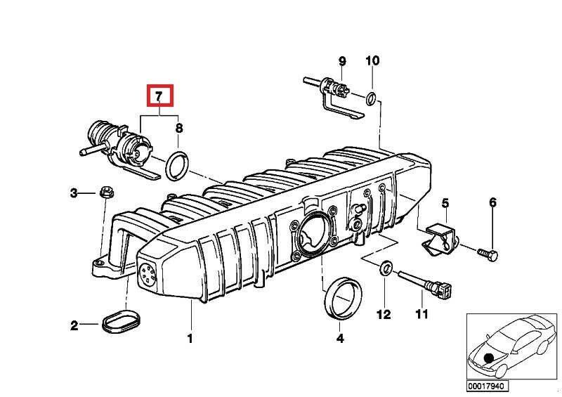 NEW GENUINE BMW 3 5 SERIES E36 E34 INTAKE MANIFOLD CONNECTOR WITH O RING 11611738629 - Image 2