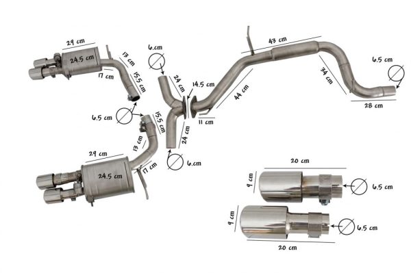 Complete Exhaust System suitable for VW Passat CC (2012-2017) turbo inline 4-cylinder petrol Engine (2.0 TFSI EA888) with Valvetronic - Image 11