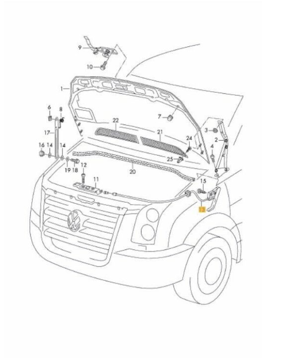 NEW GENUINE VOLKSWAGEN CRAFTER 2006-2016 FRONT HOOD RELEASE CABLE 2E0823530A - Image 2