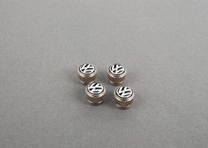 NEW GENUINE VOLKSWAGEN NICKEL PLATED WHEEL TIRE ALUMINIUM VALVE CAP SET 4PCS 000071215