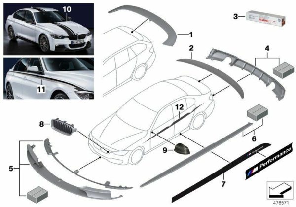 BMW NEW GENUINE F30 F31 M PERFORMANCE SIDE ROCKER FILM DECAL LEFT+RIGHT 51192240983 - Image 6