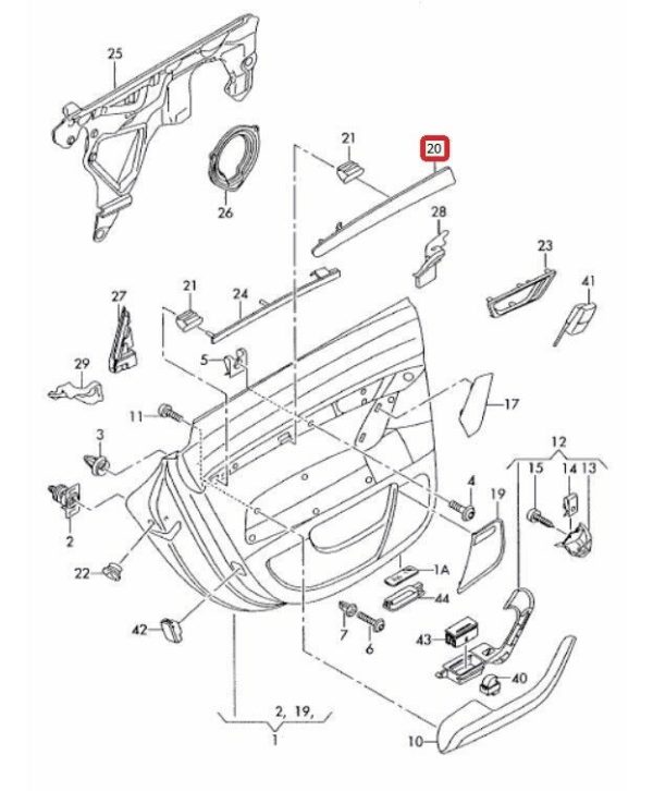 NEW GENUINE AUDI A6 C6 LEFT N/S REAR DOOR CARD ALLUMINIUM TRIM 4F0867419G1MJ - Image 2