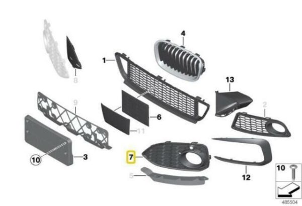BMW NEW M1 SERIES F20 F21 LCI FRONT BUMPER FOG LIGHT GRILL COVER PDC RIGHT O/S 51118068606 - Image 2