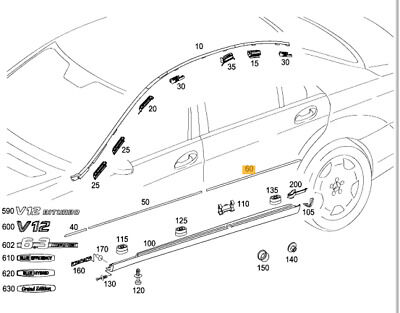 NEW GENUINE MERCEDES MB S CLASS W221 REAR DOOR CHROME MOULDING TRIM RIGHT O/S A2216904680 - Image 3