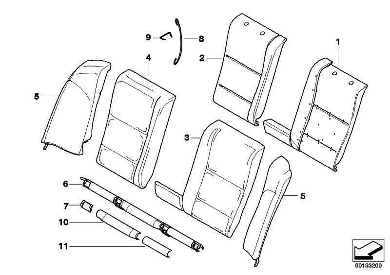 BMW NEW GENUINE 5 E60 SALOON 03-10 REAR SEAT BLACK ISOFIX COVER SET 52207135818 - Image 2