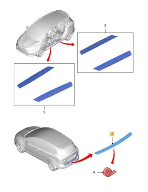 NEW GENUINE FORD B-MAX 12-19 STAINLESS STEEL REAR BUMPER PROTECTION COVER 1765363 - Image 2