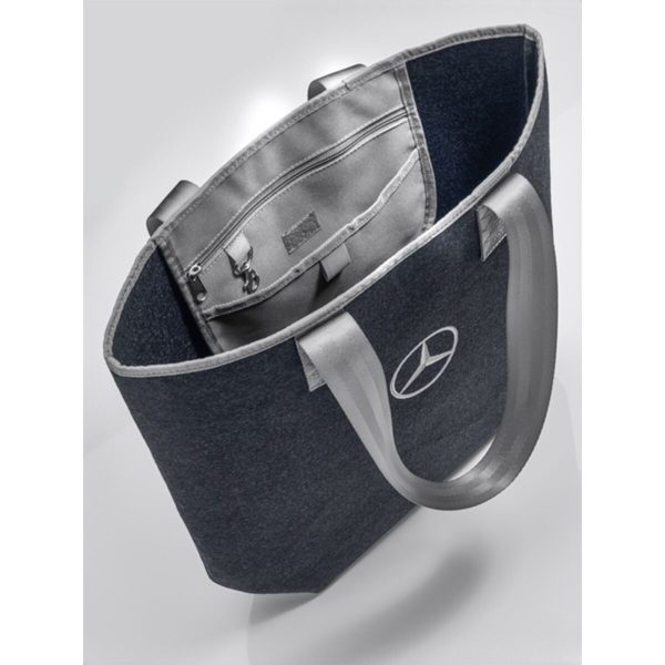 Genuine Mercedes Shopping Carry Bag Handbag 26x14x40cm dark blue/ grey - Image 2