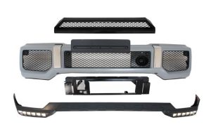 Front Bumper with Spoiler LED DRL and Upper Spoiler Lip suitable for Mercedes G-Class W463 (1989-2017) G65 Design