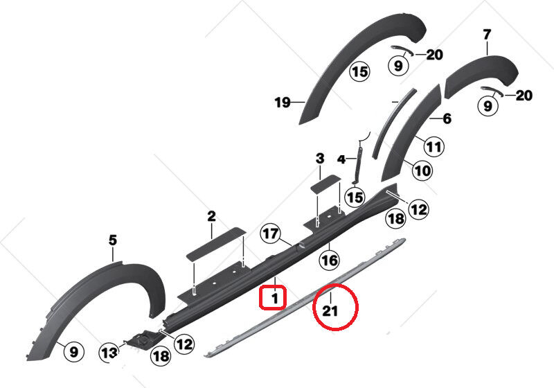 NEW GENUINE MINI R60 COUNTRYMAN EXTERIOR OPTICS SIDE SKIRTS FULL SET KIT - Image 2