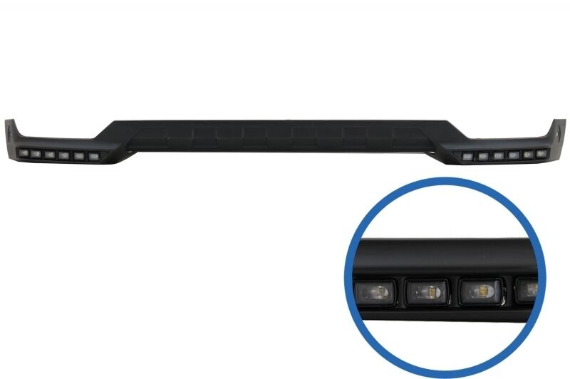 Front Bumper Spoiler LED DRL Extension and Upper Spoiler Lip suitable for Mercedes G-Class W463 (1989-2017) Black - Image 2