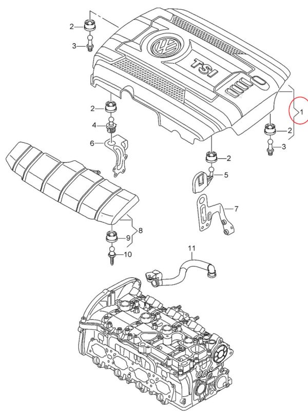 NEW GENUINE VW GOLF R MK7 2013 - 2017 TSI ENGINE COVER 06K103925BQ - Image 2