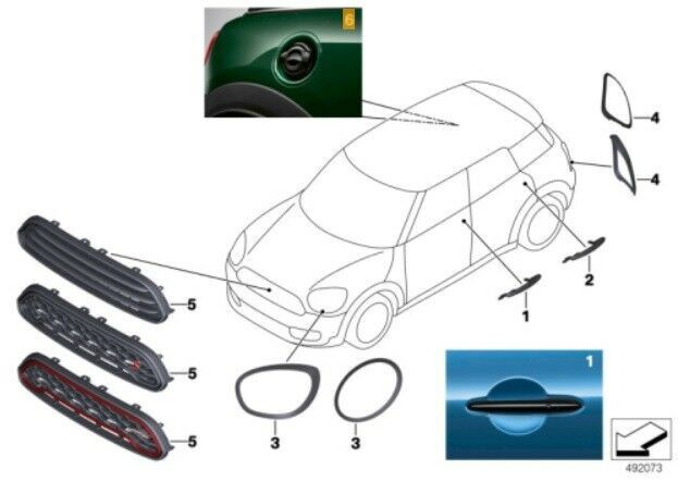 NEW GENUINE MINI F55 F56 F57 PIANO BLACK FUEL FILLER COVER CAP 51712457412 - Image 2