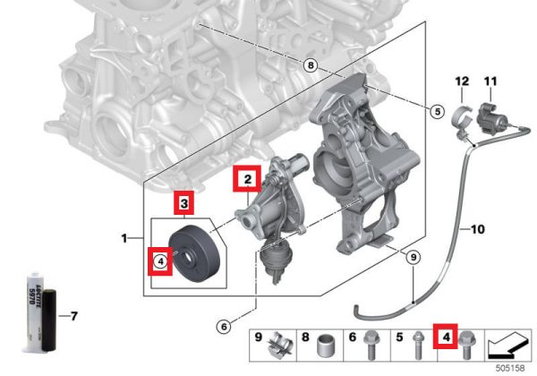 NEW GENUINE BMW F20 F30 F32 G30 G11 G01 G02 PETROL ENGINE COOLANT PUMP 11518638026 - Image 2