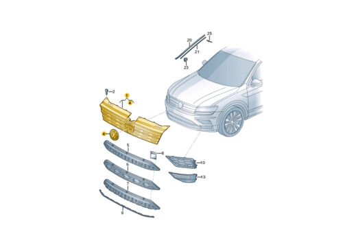 NEW GENUINE VOLKSWAGEN VW TIGUAN RADIATOR GRILLE BLACK/POLISHED CHROME 5NA853651CZLL - Image 3