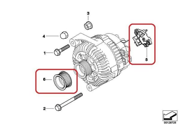 BMW NEW GENUINE E60 E61 E63 E64 E65 E53 ALTERNATOR VOLTAGE REGULATOR WITH PULLEY - Image 2