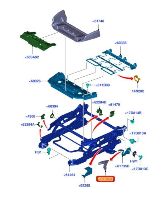 NEW GENUINE FORD FOCUS C-MAX FRONT SEAT BASE HANDLE RIGHT O/S LHD 1706222 - Image 2
