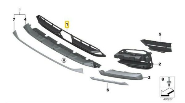 NEW GENUINE BMW X3 SERIES G01 FRONT BUMPER LOWER CENTER GRILL AIR INTAKE 51117399898 - Image 2