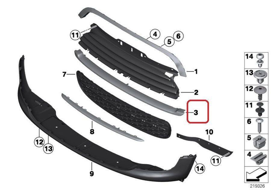 MINI NEW OEM R56 R55 R57 2006 - 2010/08 FRONT LOWER GRILL SECTION CHROME TRIM 51112751623 - Image 2