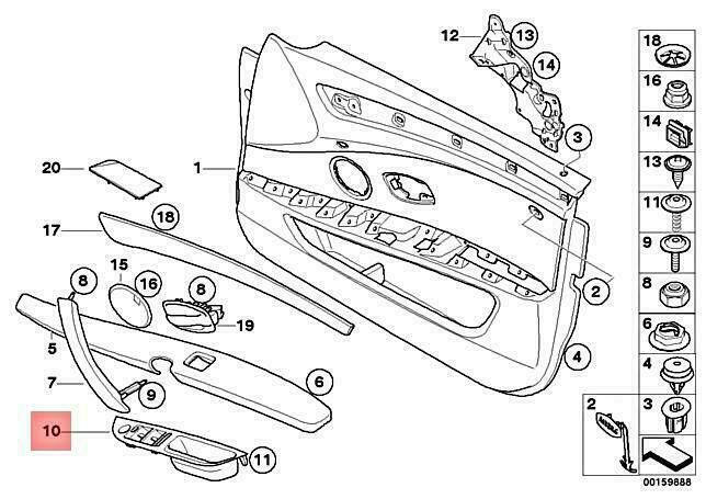 NEW GENUINE BMW 5 SERIES FRONT DOOR WINDOW SWITCH BRACKET LEFT LHD 51416983703 - Image 2