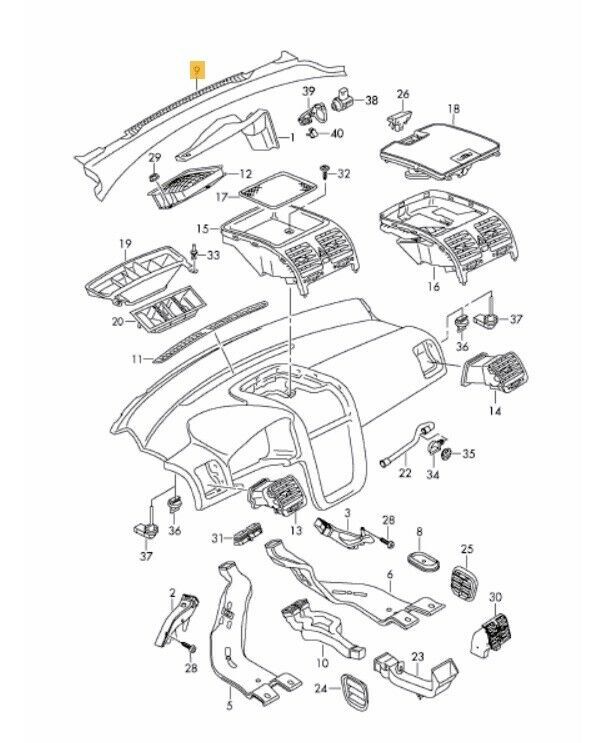 NEW GENUINE VW GOLF 2004-2013 FRONT WINDSHIELD WIPER COVER PANEL BLACK LHD 1K1819415B9B9 - Image 2