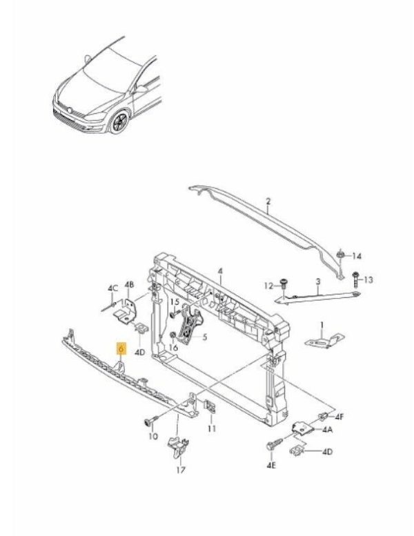 NEW GENUINE VW GOLF 14-16 UPPER FRONT BUMPER BRACKET HOLDER GUIDE 5GM805705A - Image 2