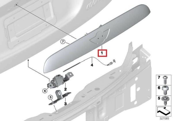 MINI NEW GENUINE F55 F56 F57 TRUNK LID GRIP HANDLE HIGH GLOSS BLACK 51137362120 - Image 2