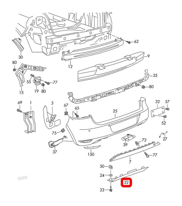 NEW GENUINE VOLKSWAGEN VW GOLF MK6 R-LINE REAR DIFFUSER BUMPER LIP 5K6807521AA9B9 - Image 2