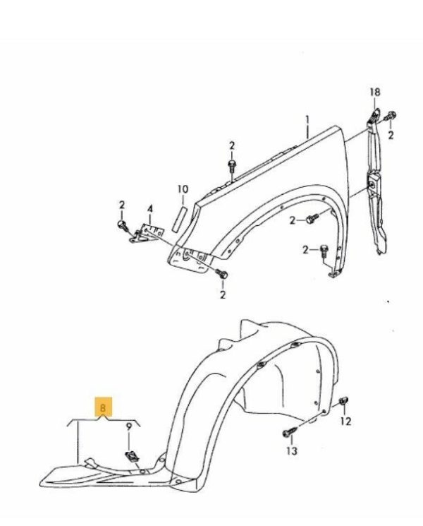 NEW GENUINE VW TIGUAN 08-17 FRONT WHEEL ARCH FENDER LINER SPLASH GUARD RIGHT O/S 5N0805912A - Image 2