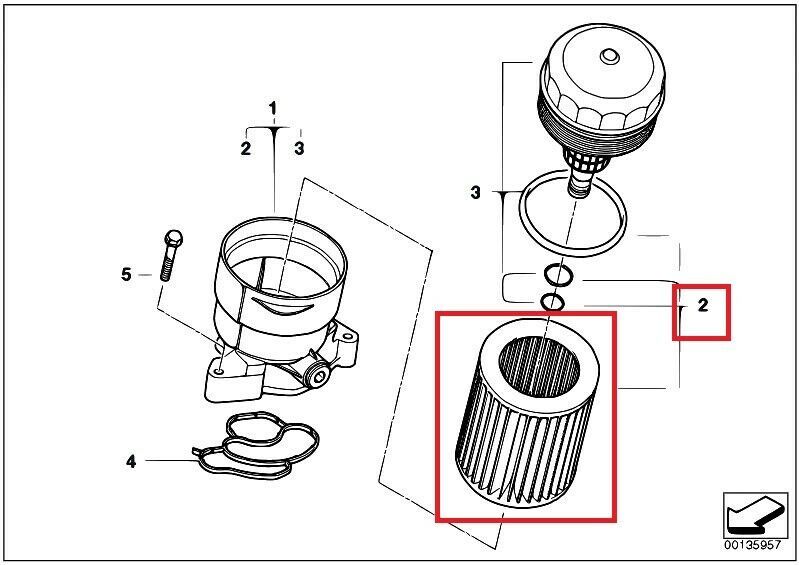 NEW GENUINE E46 E60 E61 E81 E82 E83 E83 E84 OIL FILTER KIT 11427508969 - Image 2