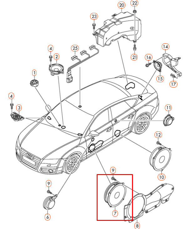 NEW GENUINE AUDI A6 C7 FRONT DOOR BASS LOUDSPEAKER 4G2035415 - Image 2