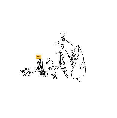 NEW GENUINE MERCEDES BENZ MB CLK CLASS W209 TAIL LIGHT LAMP BULB SUPPORT RIGHT A2098200277 - Image 3