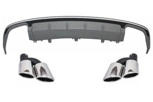 S6 conversion kit rear bumper diffuser + exhaust tips for Audi A6 C7 4G 15-18 Facelift