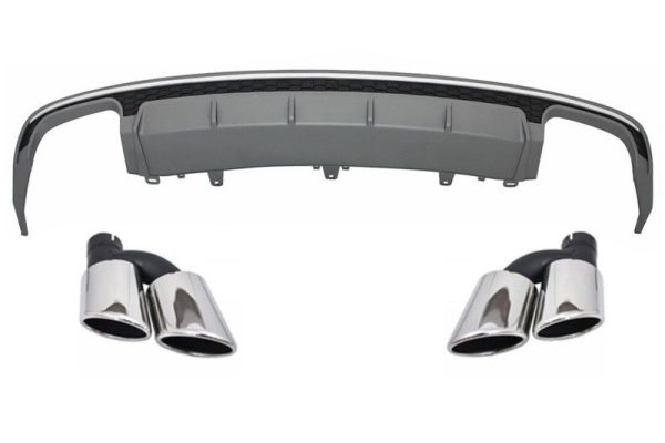 S6 conversion kit rear bumper diffuser + exhaust tips for Audi A6 C7 4G 15-18 Facelift