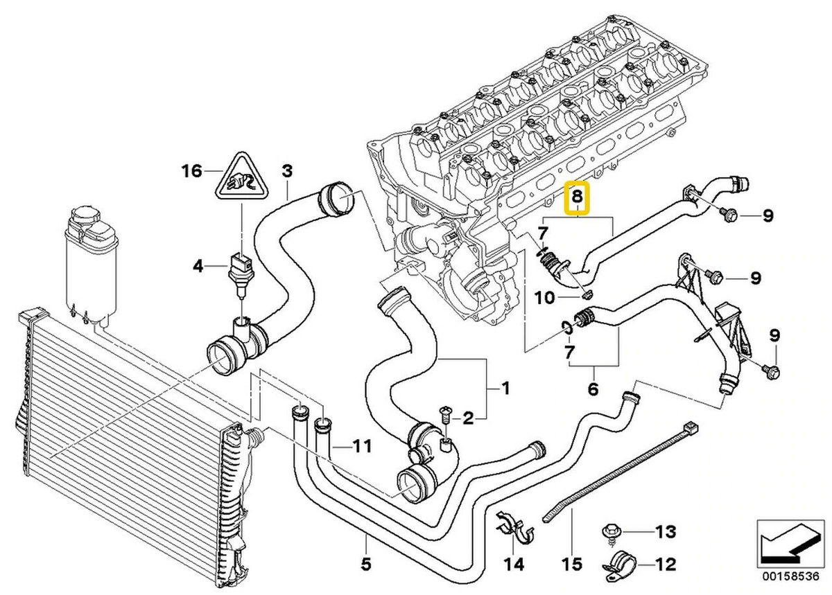 BMW NEW GENUINE E46 E39 M52 M54 ENGINE COOLANT HOSE FROM ENGINE TO HEATER CORE 11531705210 - Image 2