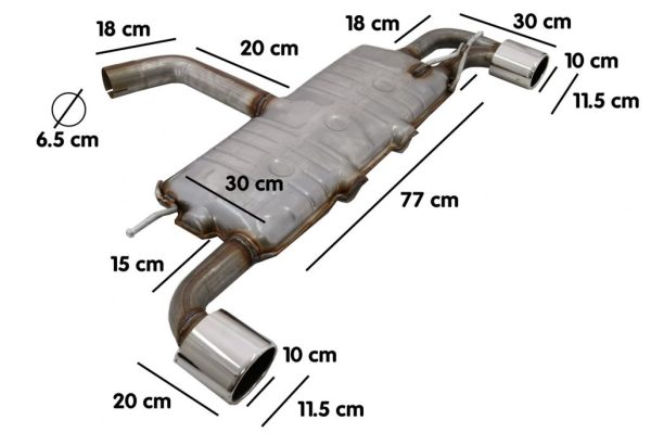 Exhaust System Double Outlet Single Exhaust Pipes suitable for VW Scirocco (2008-up) R Design - Image 7