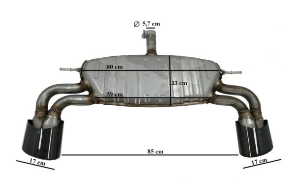 Complete Exhaust System suitable for Audi A3 8V Hatchback / Sportback / Coupe (2012-2019) RS3 Design Piano Black Tips - Image 7