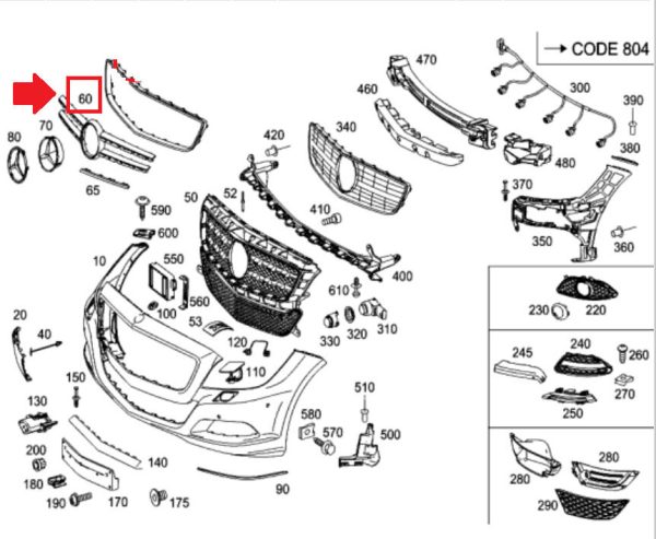 NEW GENUINE MERCEDES BENZ MB CLS CLASS W218 FRONT RADIATOR GRILL COVER A2188850023 - Image 3
