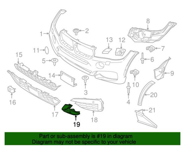 NEW GENUINE BMW X6 F16 FRONT M SPORT BUMPER LEFT N/S LOWER AIR CHANNEL 51118058557 - Image 2