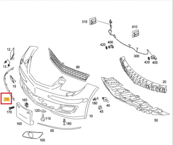 NEW GENUINE MERCEDES MB A CLASS W169 FRONT BUMPER RIGHT MOLDING CHROME A1698851621 - Image 2