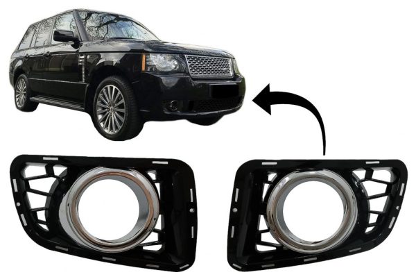 Fog Lamp Covers suitable for Land Rover Range Rover Vogue III L322 (2010-2012) Autobiography Design Black Edition