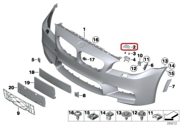 BMW NEW GENUINE 5 SERIES F10 M5 HEADLIGHT WASHER COVER PRIMED RIGHT O/S 51118055236 - Image 2