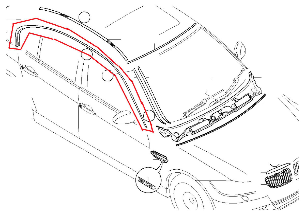 BMW NEW GENUINE 3 SERIES E90 UPPER WINDOW TRIM STRIP BLACK RIGHT O/S 7117244 - Image 2