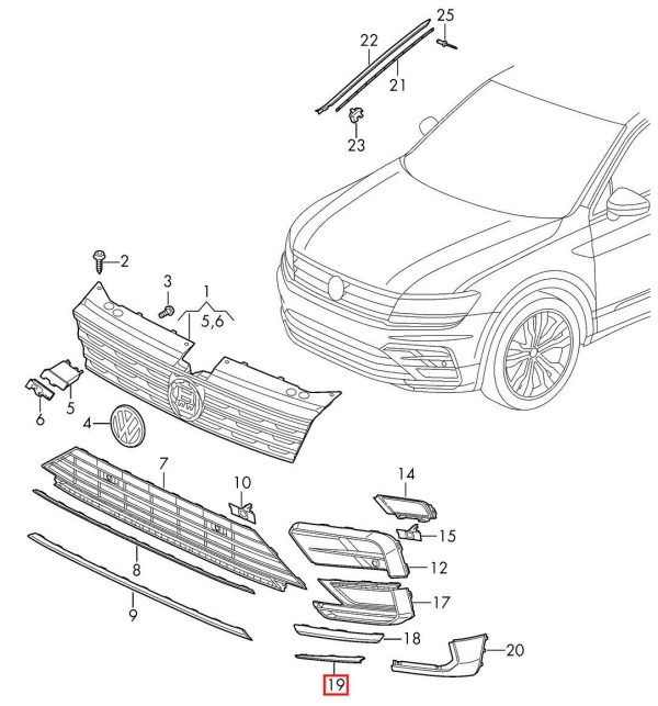 NEW GENUINE VOLKSWAGEN VW TIGUAN R-LINE FRONT BUMPER TRIM HIGH CHROME RIGHT O/S 5NA853102A2ZZ - Image 3