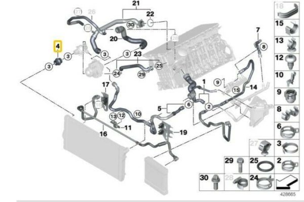 NEW GENUINE BMW 5 7 SERIES COOLANT HOSE RADIATOR TO THERMOSTAT HOUSING 17127610704 - Image 2