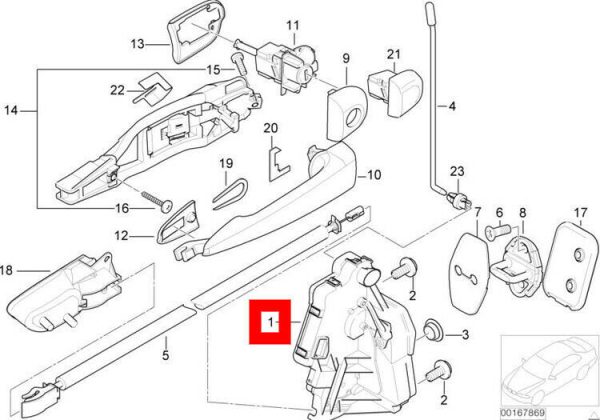 NEW GENUINE BMW 3' E46 SALOON TOURING FRONT DOOR LOCK RIGHT O/S LHD 51217011308 - Image 2