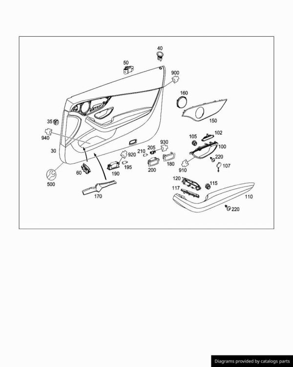 Genuine Mercedes W205 Coupe/ Cabrio FRONT RIGHT DOOR POCKET LINING COVER C205 - Image 3