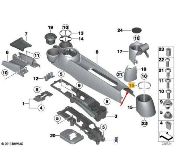 NEW OEM MINI R55 R56 R57 R58 R59 CENTER CONSOLE REAR DRINK RING HOLDER INSERT 51162756169 - Image 2
