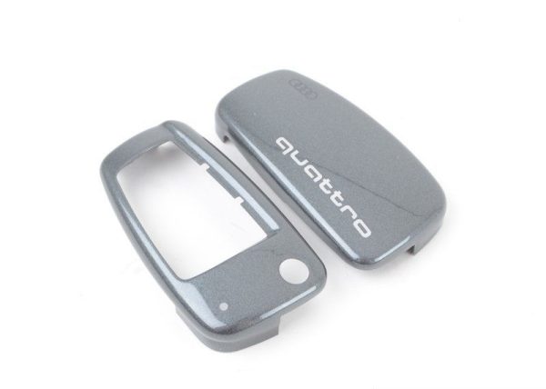 NEW GENUINE AUDI KEY FOB COVER QUATTRO DESIGN IN DAYTONA GREY 8V0071208AZ7S