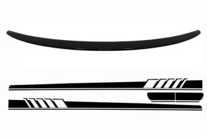 Trunk Boot Spoiler with Side Decals Sticker Vinyl suitable for Mercedes C-Class Coupe C205 (2014-2019) Piano Black